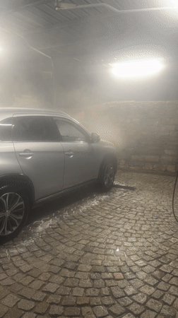 Silver SUV spotted getting washed in Lukovit, Bulgaria