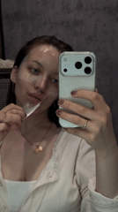 Woman documents morning routine in Reshetnikovo bathroom