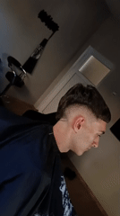 Young man gets bowl cut haircut in Septemvri, Bulgaria