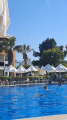 Resort poolside activities documented in Kuşadası, Turkey