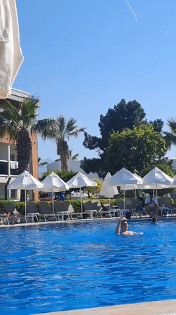 Resort poolside activities documented in Kuşadası, Turkey