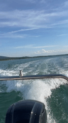 Boat wake filmed on sunny day near Burgas, Bulgaria