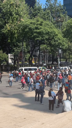 Demonstration with Mexican flags held at Independence Monument