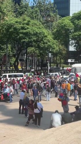Demonstration with Mexican flags held at Independence Monument