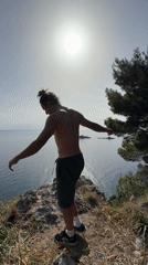 Man performs backflip on cliff edge in Buljarica, Montenegro