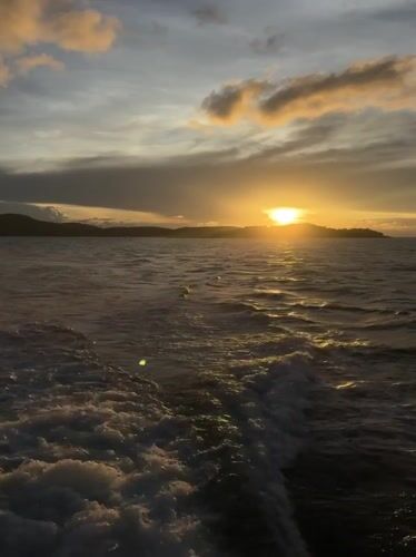 Ocean sunset captured from boat in Pattaya City