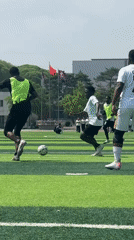 Men play casual soccer match in Linghe, China