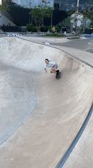 Skaters gather at Barcelona skatepark during evening session