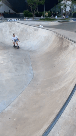 Skaters gather at Barcelona skatepark during evening session