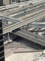 Dubai's skyline, highways, and towers from above