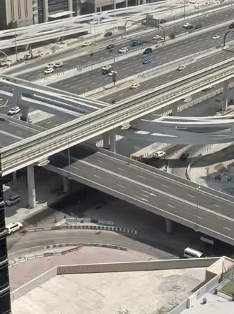Dubai's skyline, highways, and towers from above