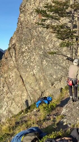 Hiking group documented in Ushuaia mountain terrain Sunday evening