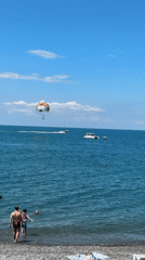 Sochi beach day: parasailing, boats, and swimmers on the shore