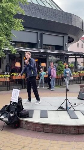 Street art and busker documented in downtown Brest, Belarus