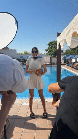 Poolside fashion shoot in Asenovgrad across multiple looks