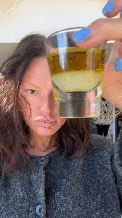 Morning wellness routine documented in Tunbridge Wells includes olive oil shots