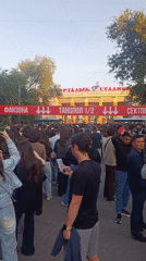 Crowds gather at Almaty Central Stadium for outdoor event