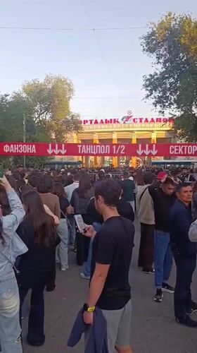 Crowds gather at Almaty Central Stadium for outdoor event