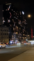 Moscow nighttime traffic and Armed Forces Museum documented