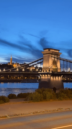 Budapest evening scenes captured across Chain Bridge and waterfront