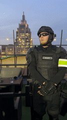 Man in tactical gear spotted on Moscow rooftop