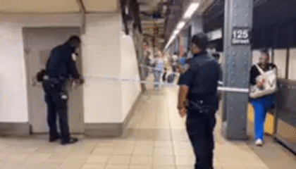 Police presence on the 125th Street subway platform, NYC