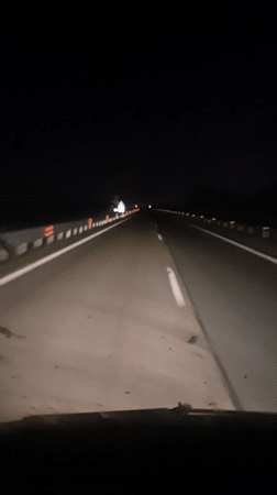 Night highway drive captured on video near Kozare, Bulgaria
