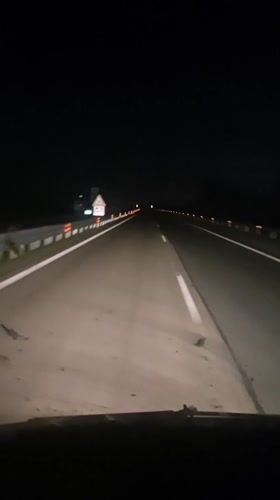 Night highway drive captured on video near Kozare, Bulgaria