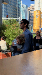 Lunchtime scenes at Tel Aviv outdoor restaurant