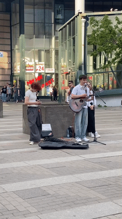 Young musicians perform outdoor concert in Sinyavino plaza