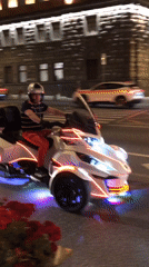 Neon-lit trike and desserts on a Moscow night out