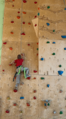Children practice indoor rock climbing in Izhevsk facility