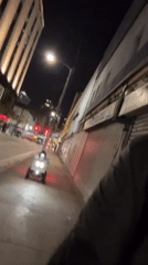 Delivery robot spotted on Miami sidewalk at night