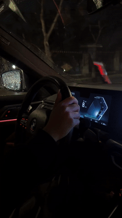 Night driving through wet streets in Yerevan, Armenia