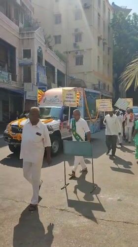 Mobile health display procession moves through Puttaparthi streets