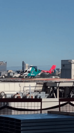 Medical helicopter hovers over Sacramento rooftop helipad