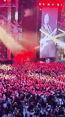 Packed stadium concert in Misaylovo with pyrotechnics and big screens