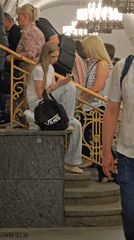Morning rush hour scenes documented at Moscow metro station