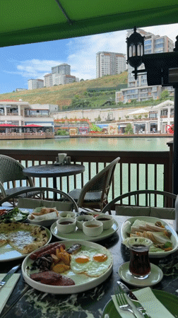 Friends enjoy Turkish breakfast and shopping in Küçükçekmece