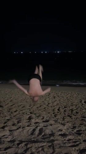 Nighttime workouts and acrobatics on Nha Trang beach