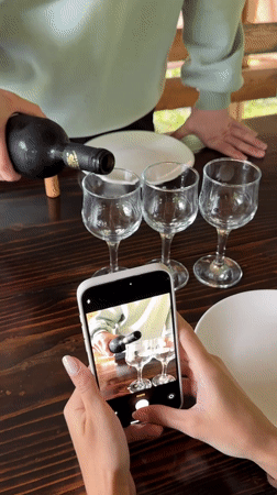 Couple shares wine tasting, selfies by Abkhazia river