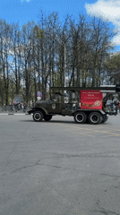 Military convoy with Soviet symbols observed in Shebunino, Russia