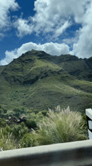 Mountain landscape filmed from vehicle near La Aldea, Spain