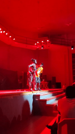 Multi-act stage performance with fire acts in Winters, Texas