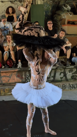 Contemporary ballet performance in industrial Paris venue