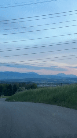 Dusk landscape filmed in Swiss countryside near Zurich