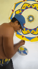 Artist paints mandala on walls in Venezuelan home