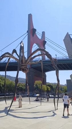 Guggenheim Bilbao on a sunny morning along the Nervión