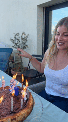 Birthday celebration held on outdoor patio in Rousset, France