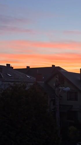 Sunset observed over residential Kaliningrad neighborhood